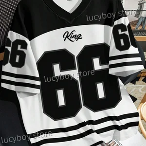 Herren 3D -Nummern gedruckt kurzärmelig T -Shirt Man v Hals Sportwear Brooklyn Racing Football Tee Vintage Casual Tops Männer Männer 6 Hauptverkauf von Fußballhemd - №3