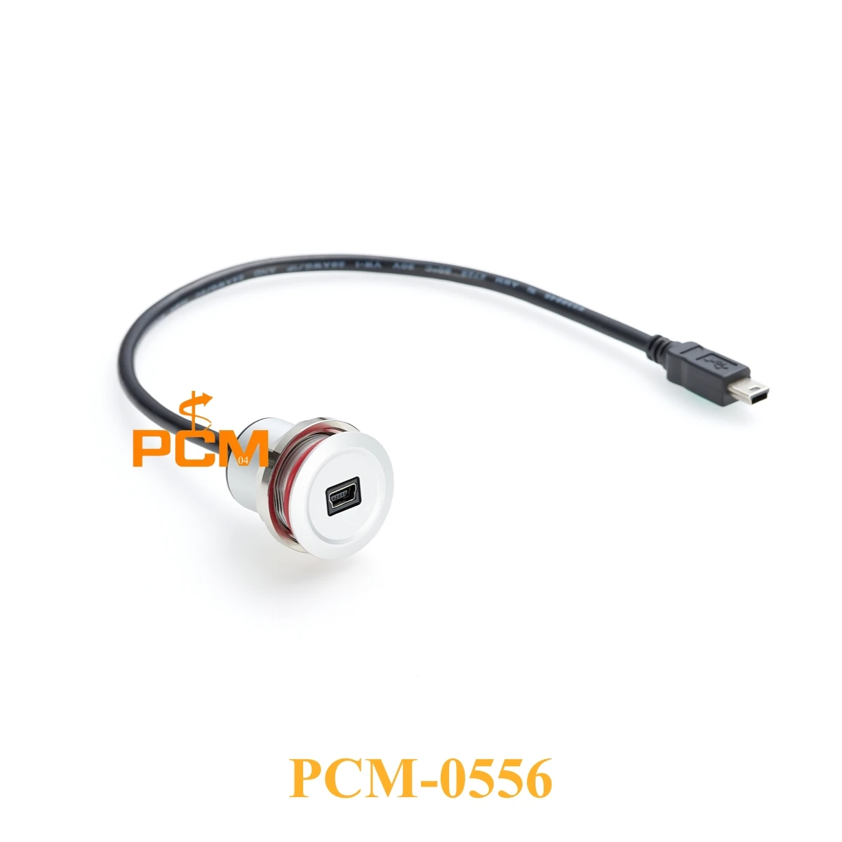 USB2.0 Mini-USB female to male cable Aluminum mental Round panel mount female connector with Sealing rubber ring