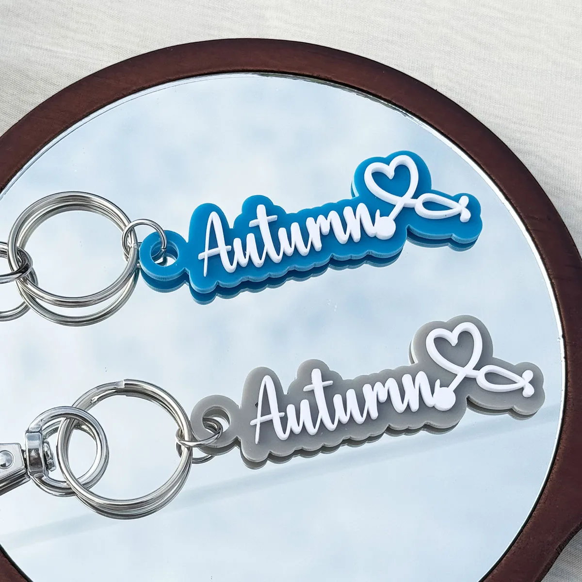 

Personalized Double Layer Acrylic Keychain With Stethoscope Pattern Name Keychain Custom Name Nameplate Pendant Key Ring Jewelry