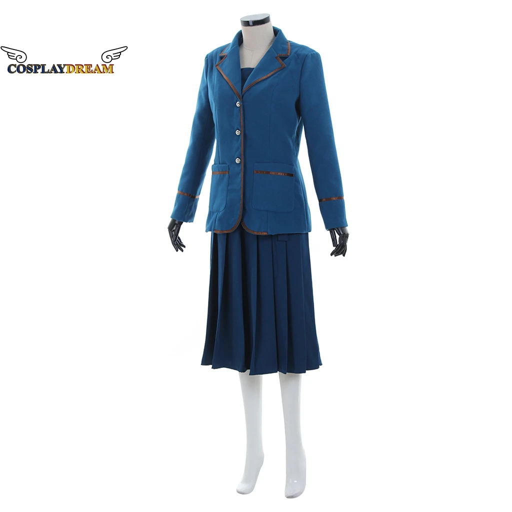 Musicial Wicked Cosplay Elphaba Costume Blue Dress Coat Jacket Winter Suit Adult Women Halloween Carnival Cosplay Costume