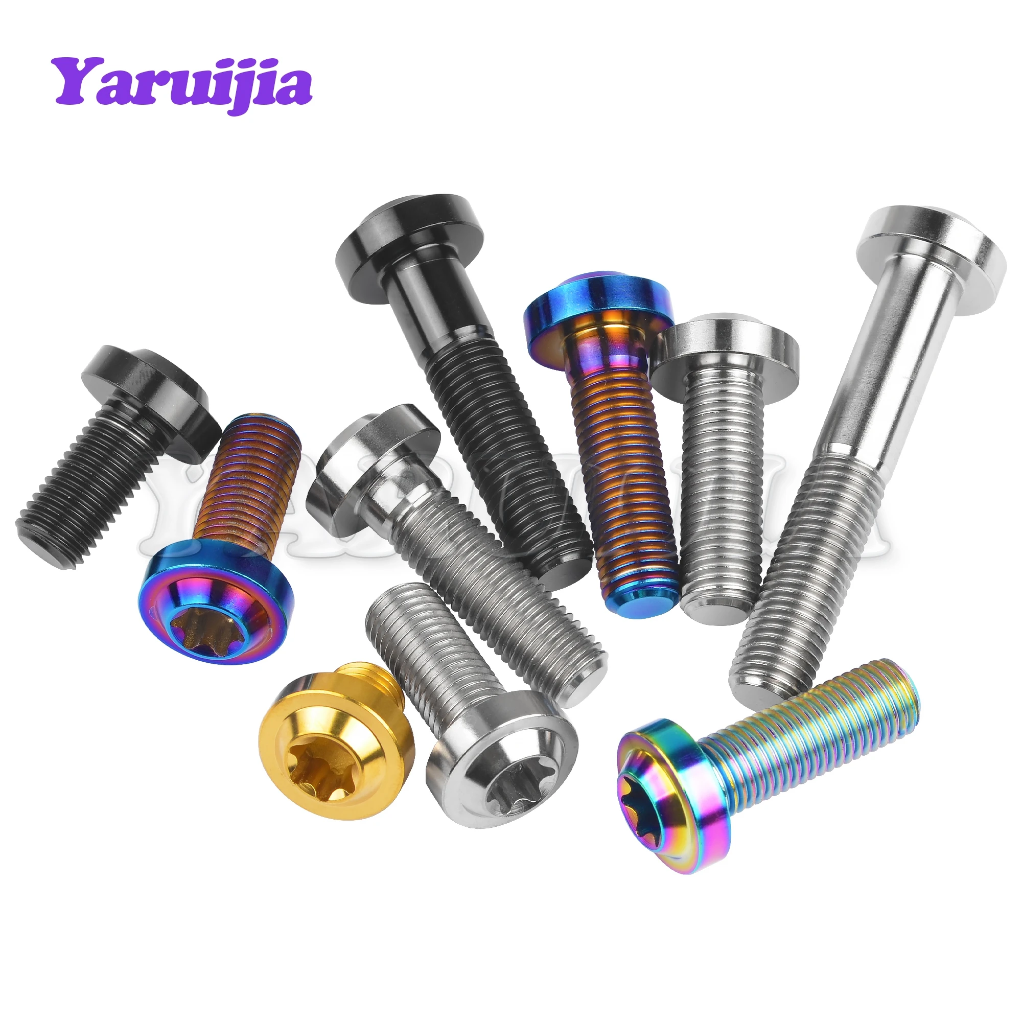 Yaruijia titânio parafuso m10x10/15/20/25/30/35/40/45/50/60/65mm 1.25/1.5 pitch plum torx t45/t50 cabeça para o carro da motocicleta