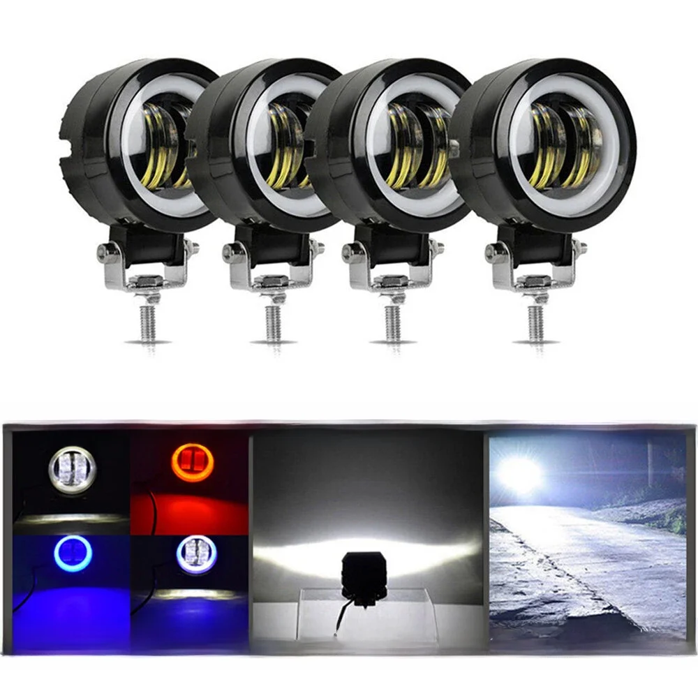 3 Inch 7d Lens Led Werk Licht Bar Vierkante Auto Koplamp Halo Voor Motorfiets Jeeps Atv Suv 12V 24V Angel Ogen Rijden Lichten - afbeelding 2
