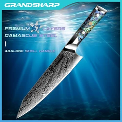 Grandsharp Damascus Kitchen Knives 8.5 Inch Japanese Kiritsuke Knife AUS-10 Damascus Stainless Steel Chef Cutting Cooking Tools