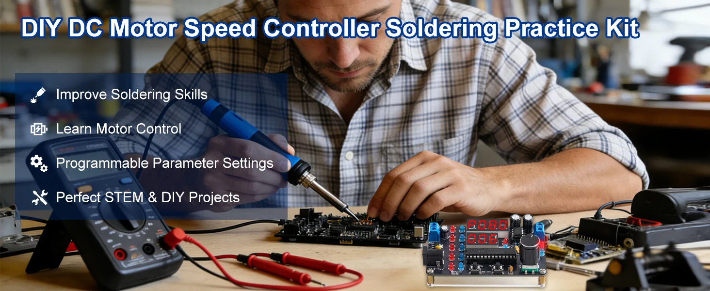 Programmierbarer DC-Motorgeschwindigkeitsregler Lötübungs-Set DIY-Motorsteuermodul mit Vorwärts-/Rückwärts-Timer & Schleifmodi – Detail 1