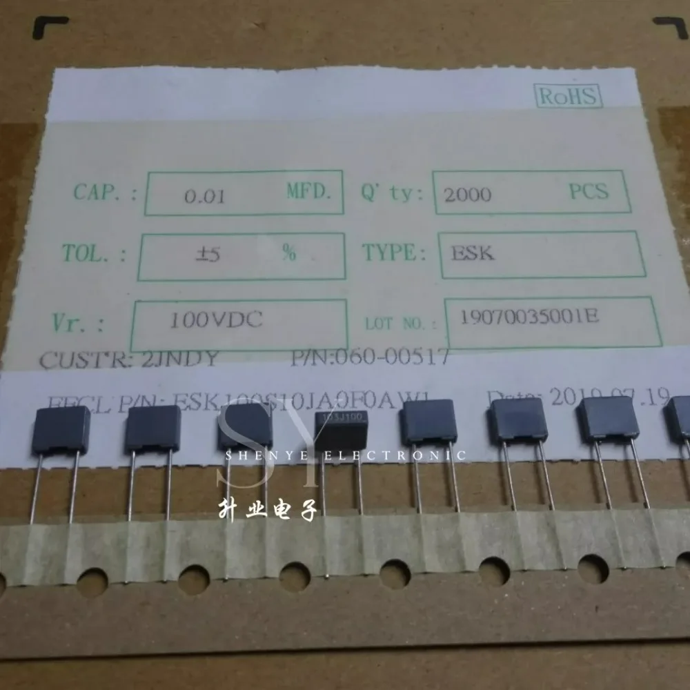 20pcs/lot Fara 0.01uf 100V 10nF 103 J Brand New 5mm Film Capacitor