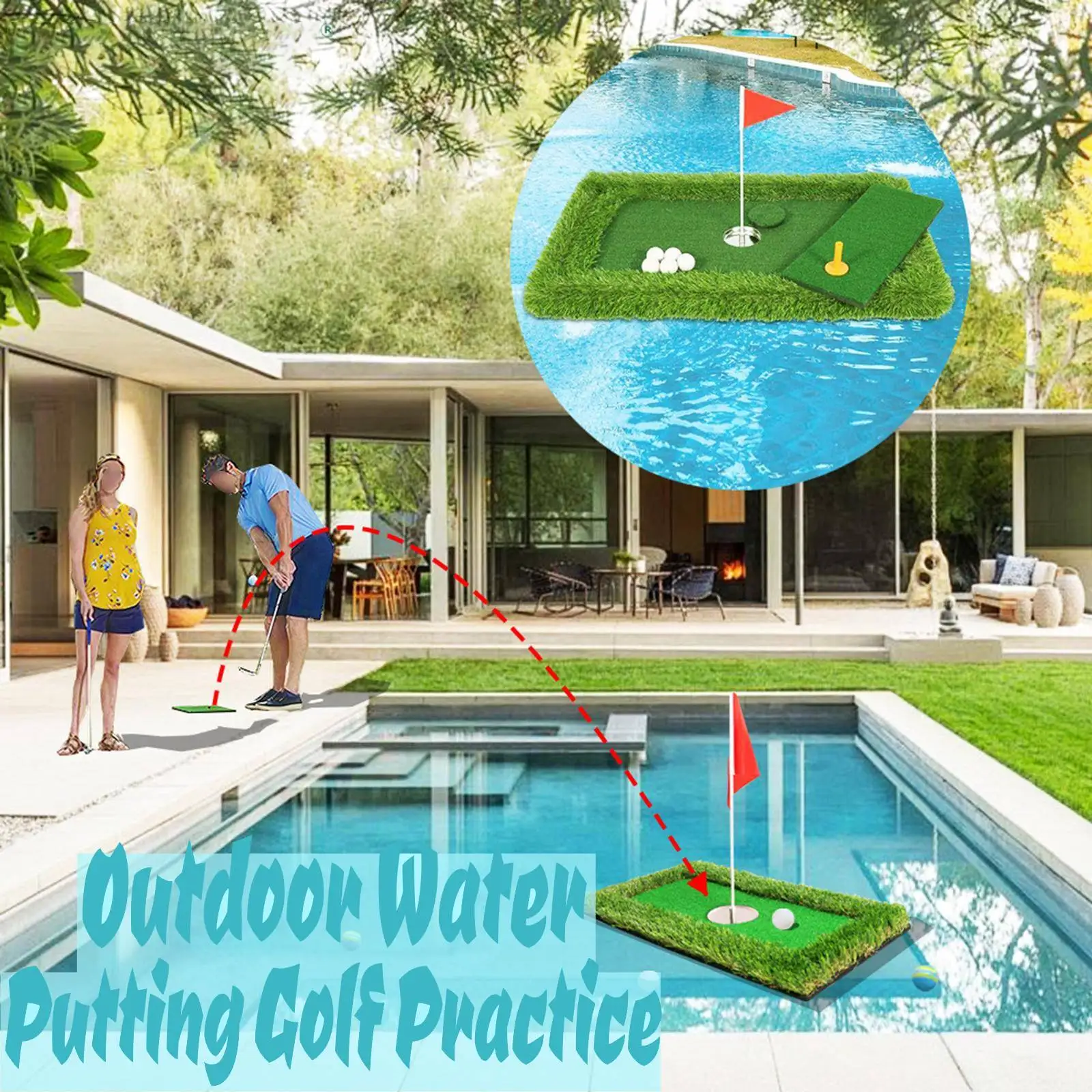 

Мини-забавный поплавок для бассейна, набор зеленых накладок для гольфа, клюшка для воды, легкие тренировочные аксессуары для гольфа, спорт на открытом воздухе