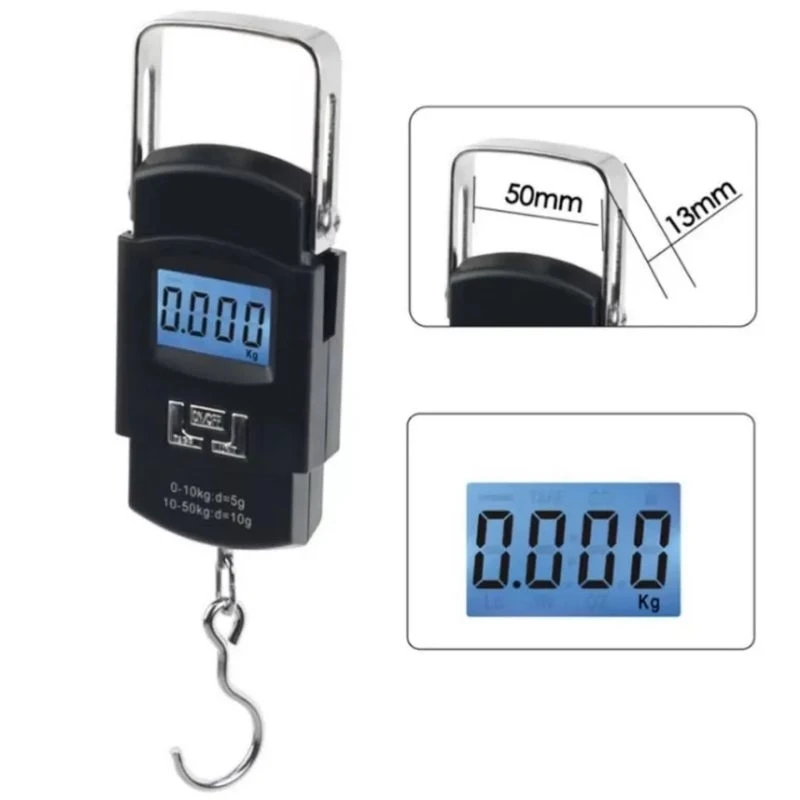 Digital Portable Hand Scale Hook Up to 50kg Lock Luggage