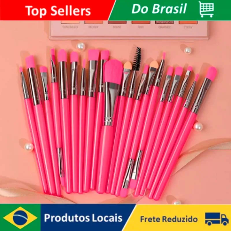 DAFUSHOP Kit 20 Pinceis Profissional Pincel Maquiagem Neon Beleza pincéis de maquiagem ENVIO RÁPIDO