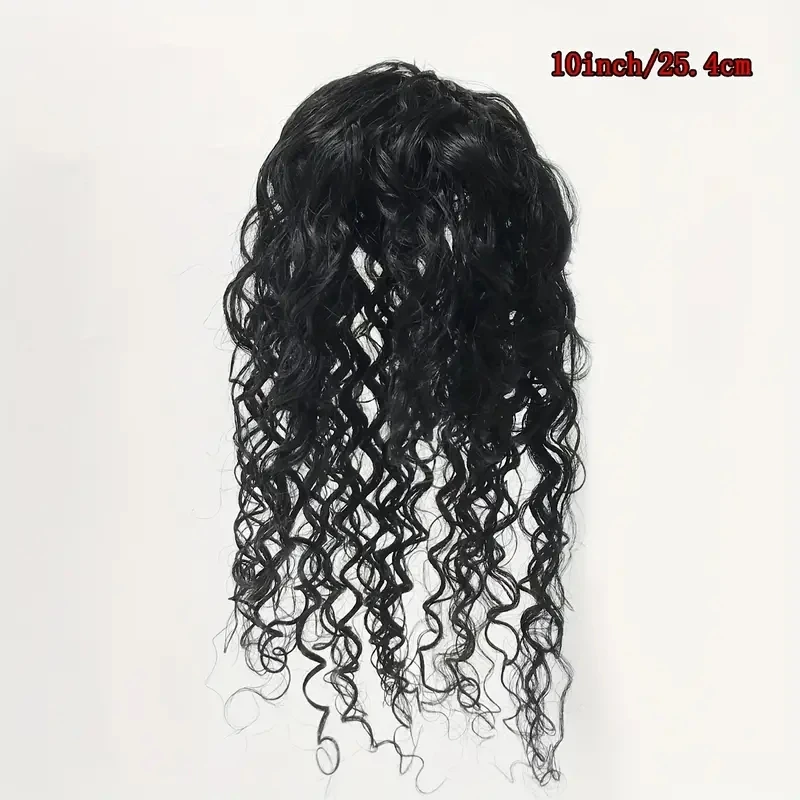Kinky Curly Topper Hair With Bangs Adding Hair Pieces Invisible Clips In wig pieces Toupee Wiglet Increasing Human Hair Volume