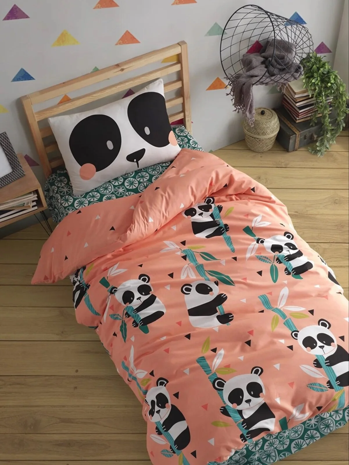 Panda Cotton Duvet Cover Set For Kids Pillowcase Bed Sheet Single Home Textile Panda