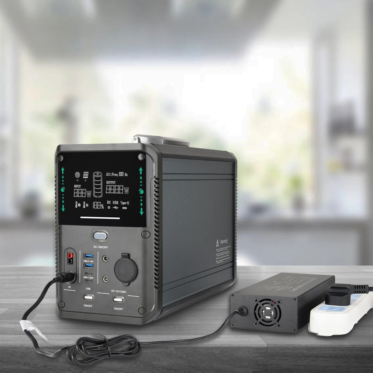 محطة طاقة LiFePO4 1500 وات/1380 وات في الساعة 432000 بطارية mAh محمولة PD 60W شحن سريع مولد الطاقة الشمسية للمنزل في حالات الطوارئ في الهواء الطلق RV
