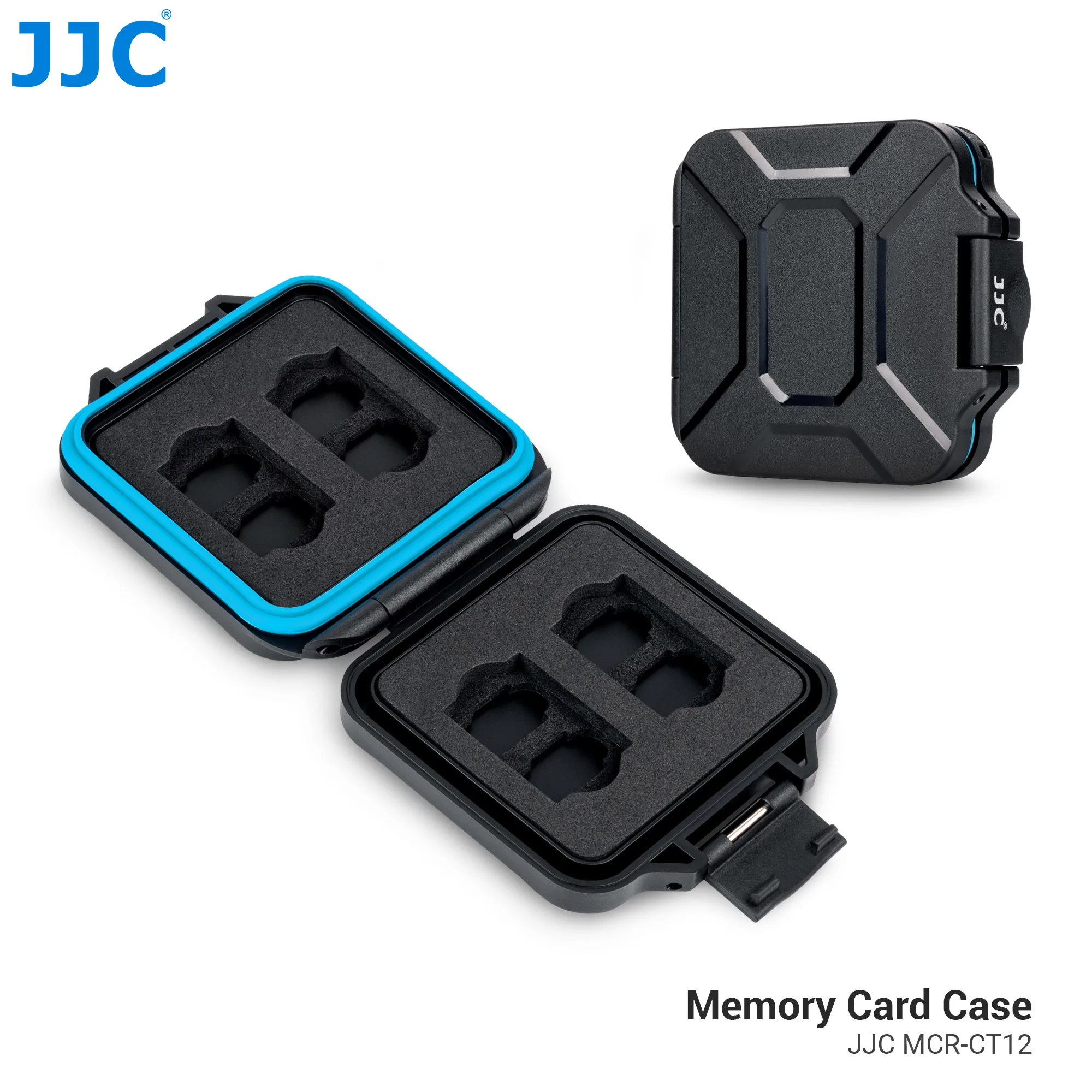 JJC 12-Slot Micro SD Card Case Waterproof CFexpress Type A Card Holder EVA Soft Foam Anti-Static MicroSD Memory Card Storage Box