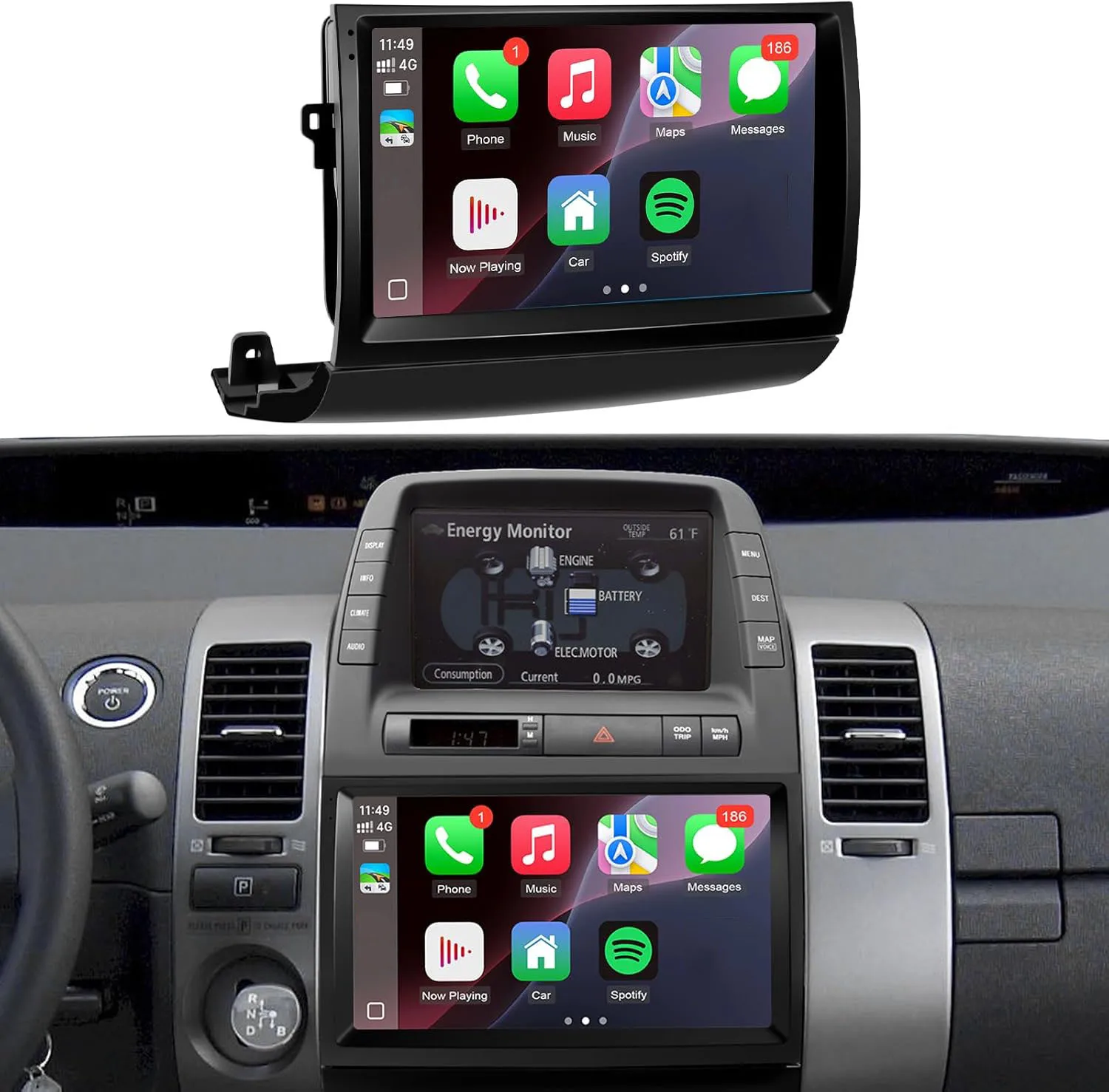 

9-дюймовая автомагнитола на Android 12 (версия JBL) для Toyota Prius 2004-2009 годов выпуска с беспроводным CarPlay/Android Auto