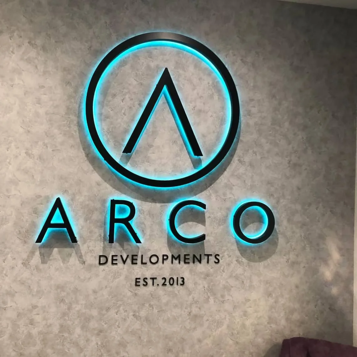 Custom 3D Backlit Sign Custom Outdoor Logo Light Sign 3D Brushed Metal 3D Company Sign Business Logo Sign For Office Led Signage