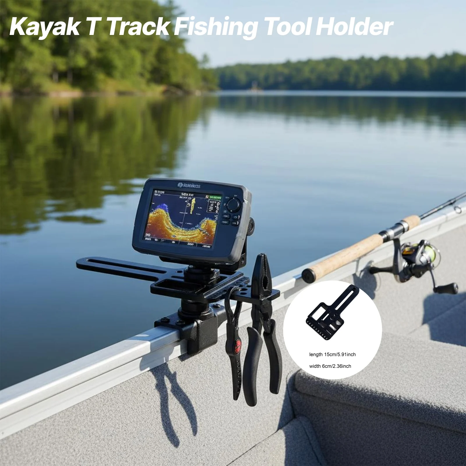 

Portable Kayak Fishing Tool Holder Sturdy Durable T Track Mount Organizer for Fishing Kayak Accessories Equipment