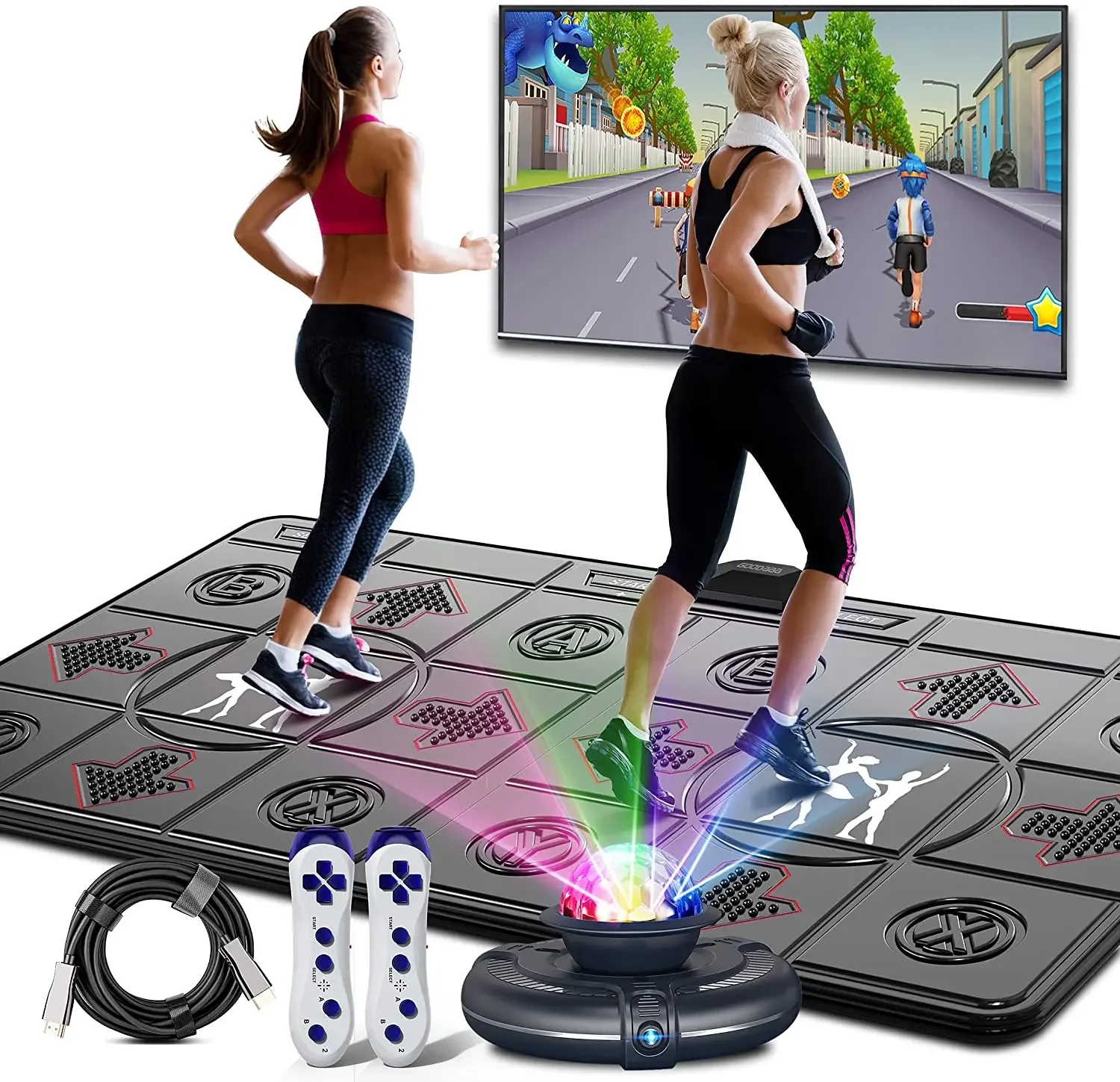 Dansmat Game Voor Tv/Pc Motion Sensing Dubbele Gebruiker Met Twee Draadloze Handvat Controllers Antislip Massage yoga Pads - afbeelding 2