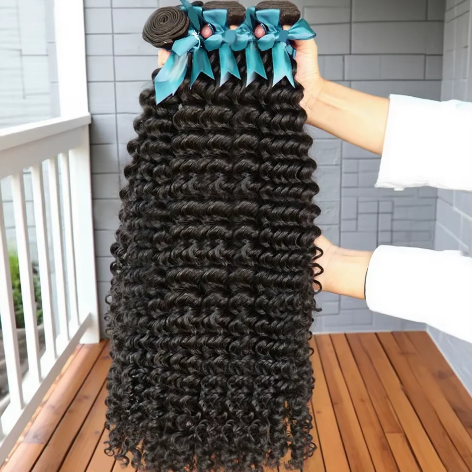 

26 28 30-дюймовые бирманские пучки человеческих волос Необработанные девственные 100% человеческие волосы Кудрявые вьющиеся натуральные черные пучки 12А Наращивание двойного утка