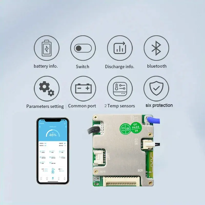 Jiabaida-インテリジェントリチウムイオン電池,放電保護,LiFePo4,8s,24v,LiFePo4,7s,10s,13s,14s,jbd,bt,uart,20A 30a,40a,50a