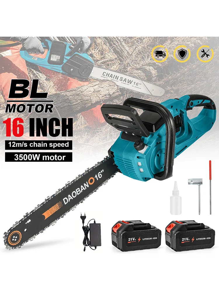Bürstenlose 16-Zoll-Elektrokettensäge, kabelloses Elektrowerkzeug zum Beschneiden von Holz, handgehaltener Gartenschneider für Makita-Akku
