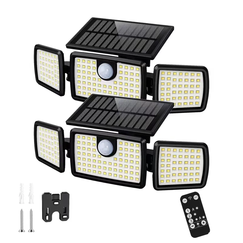 2500LM Solar Outdoor Lights with Motion Sensor, 3-Head 270° Wide Angle IP65 Security Lights with 3 Modes for Yard, Patio, Garage, Driveway & Garden, Holiday Walkway Lighting, Christmas & New Year Decor