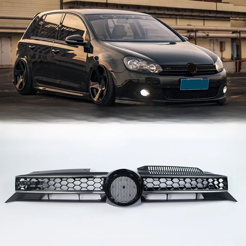 Grille centrale de pare-chocs avant de voiture de style GTI, grille supérieure en accent d'abeille, grilles de course, Volkswagen Golf 6, MK6, 2009 - 2013