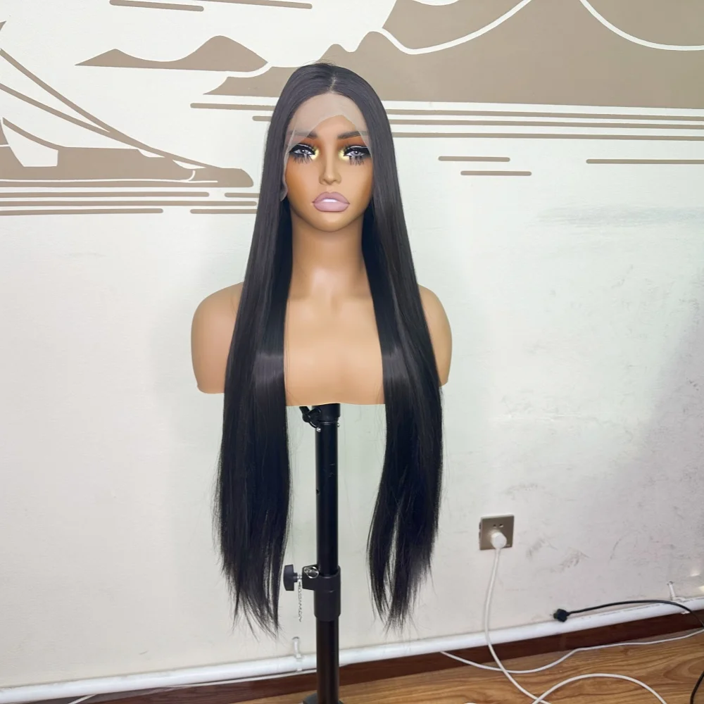 fashion synthetic lace front wig 24inch long straight hair frontal lace wigs 13x4 free-part glueless heat resistant wigs for wom