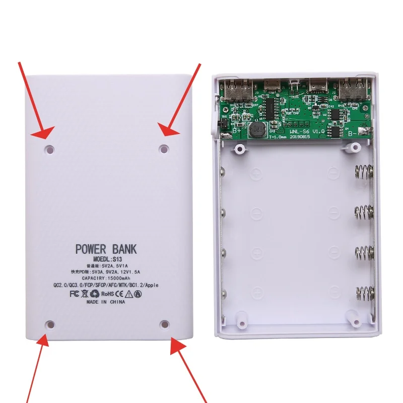 5V 2A 4x18650 Power Bank etui na telefon ลadowarka DIY baterie 18650 schowek na iPhone Xiaomi Samsung 15000mAh bez baterii