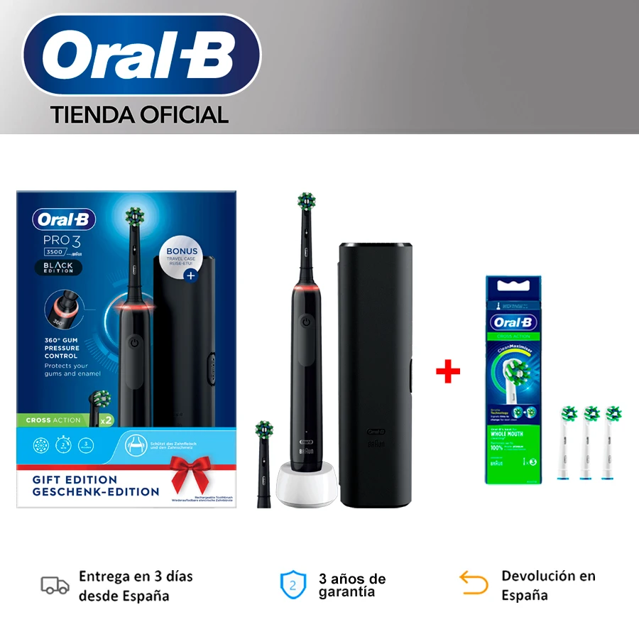 Oral-B Pro 3 3500 Điện Bàn Chải Đánh Răng Điện Oral B Bàn Chải 3D Vệ Sinh Hẹn Giờ 2 Phút 360 ° Thị Giác cảm Biến Áp Suất Đầu Tròn Pin Lên Đến 2 Tuần Loại Bỏ Tấm