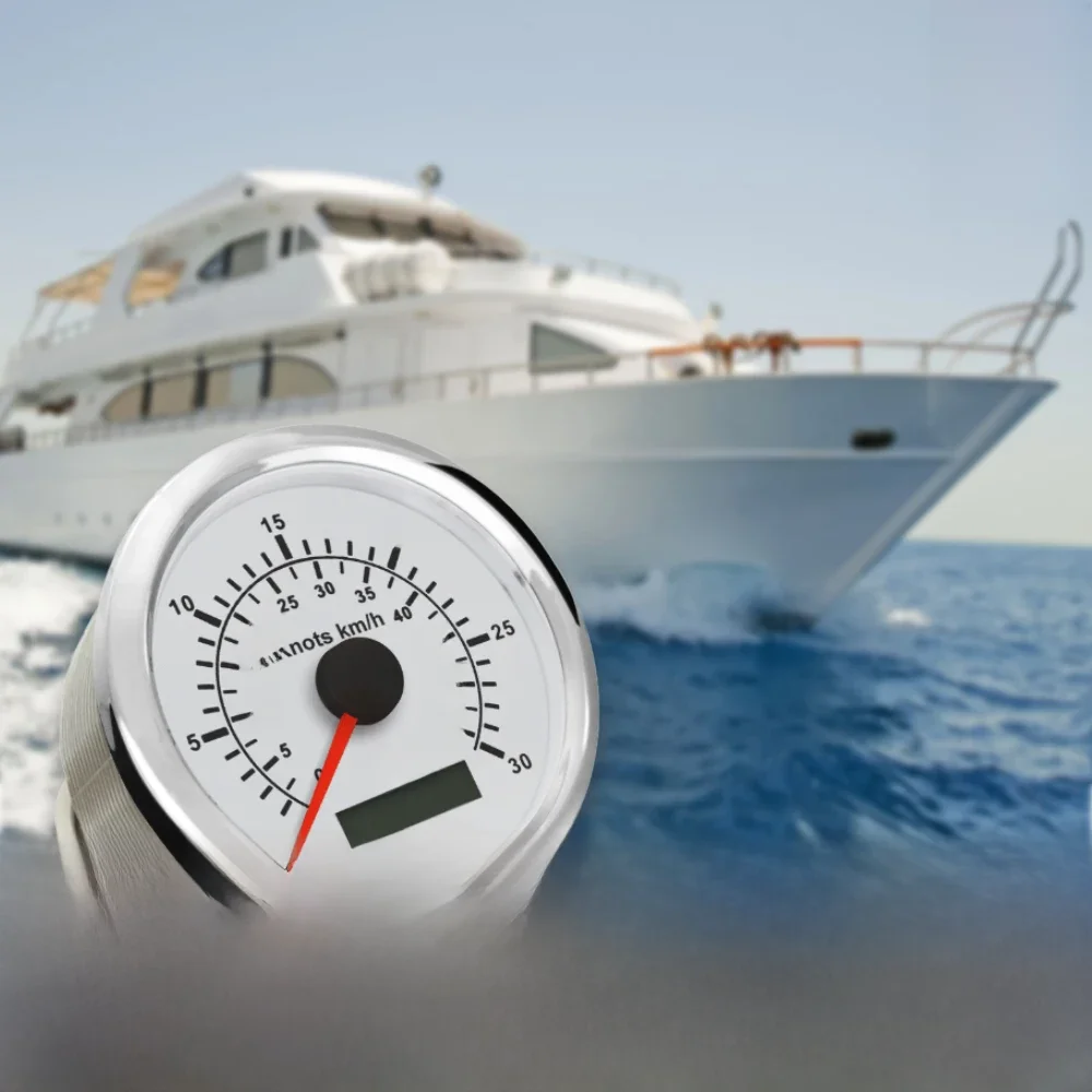 Kus 85Mm Universele Gps Snelheidsmeter Snelheidsmeter Met Koers Over De Grond Voor Bootjachten Met Rood Geel Achtergrondverlichting - afbeelding 2