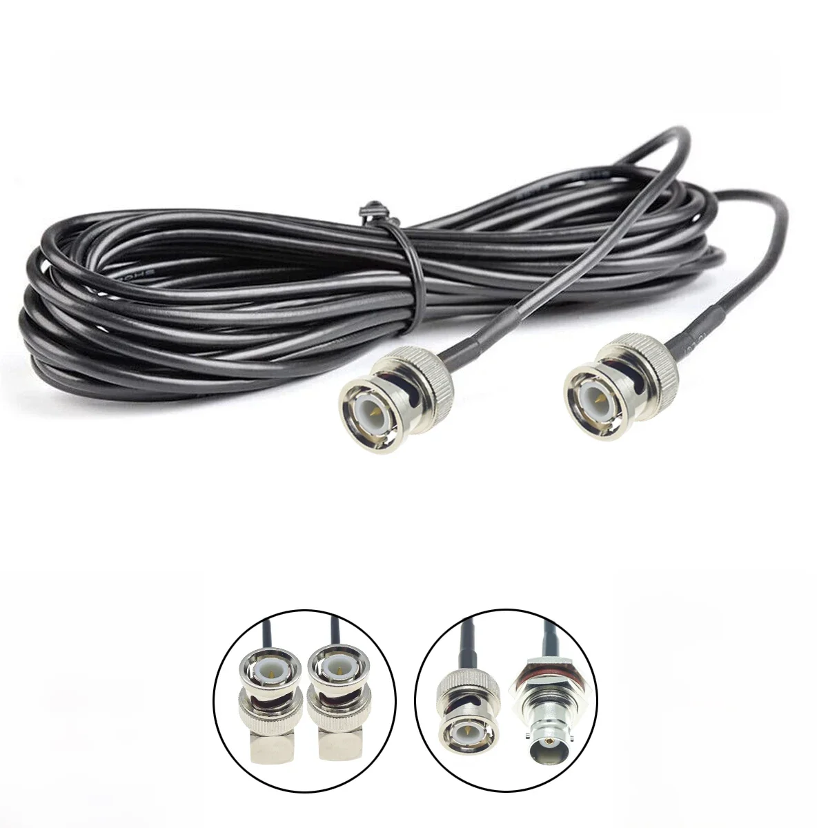 Câble RG174 BNC vers BNC mâle femelle, connecteur d'écrou Jack, Extension à Angle droit, cavalier Coaxial RF, queue de cochon 1M 5m 10M 15M