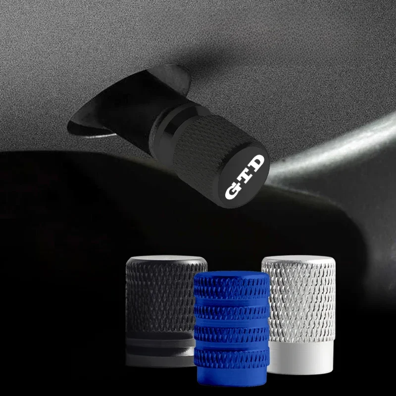 Bouchons de Valve de pneu de roue, décor de voiture avec Logo GTD, couvercle de tige, étui anti-poussière pour Jetta Passat Touareg Tiguan Touran Golf POLO Caddy 4 pièces