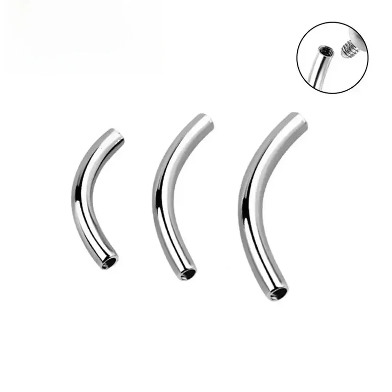10 sztuk/partia ASTM F136 tytanowy gwint wewnętrzny piercing brwi Banana zakrzywiona sztanga zestaw brwi Tragus wargi Ringpe akcesoria do ciała — 2