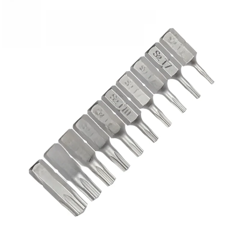 Jeu d'embouts de tournevis Torx T6 T7 T8 T9 T10 T15, en acier S2, 1/4 pouces, 6.35mm, tige hexagonale, embouts de tournevis électrique pour outils électriques, 1 pouce