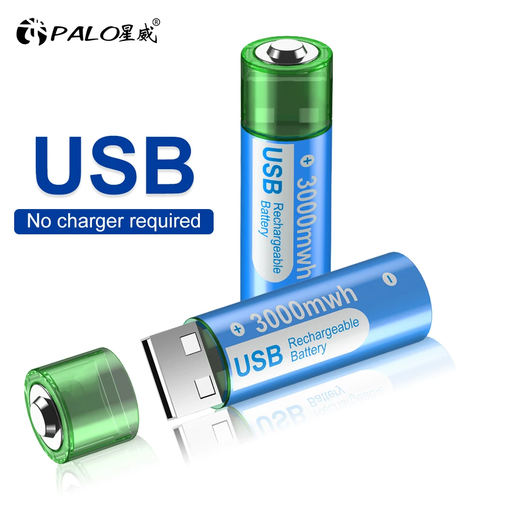 PALO 1.5V AA Rechargeable Battery 3000mWh USB Rechargeable Battery AA 1.5V Lithium Li-ion Rechargeable Battery USB AA 1.5V