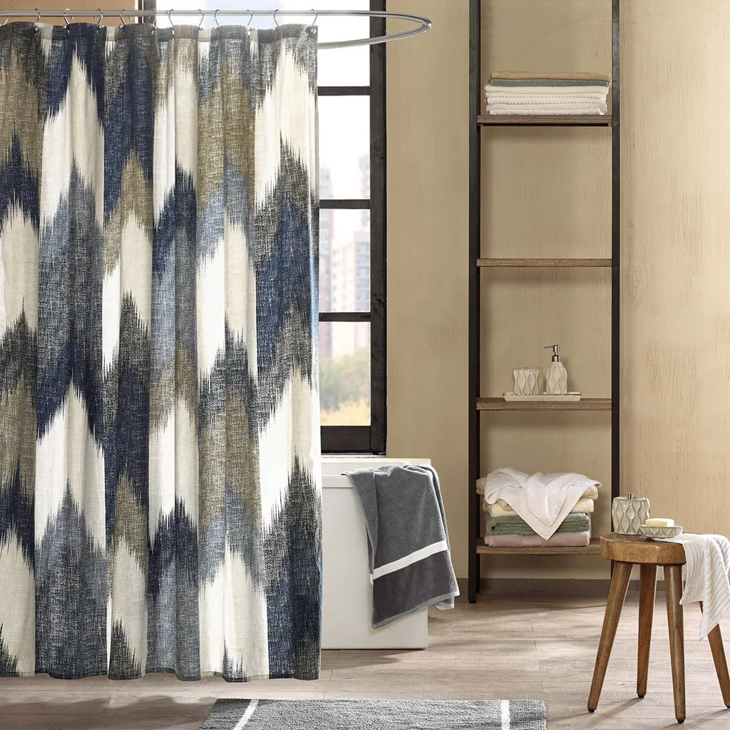 

Cotton Printed Shower Curtain (Navy + Cotton)