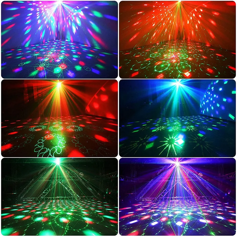 Disco Ball Party Light Dj Laser Projector Light UV Sound Control Strobe Party Holiday KTV Bar Wedding Christmas Club Decoration