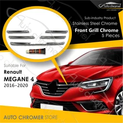 For Megane 4 IV Front Grill Chrome Parts Renault 2016 2020 Car Accessories Sport Tuning High Quality 5 Pieces