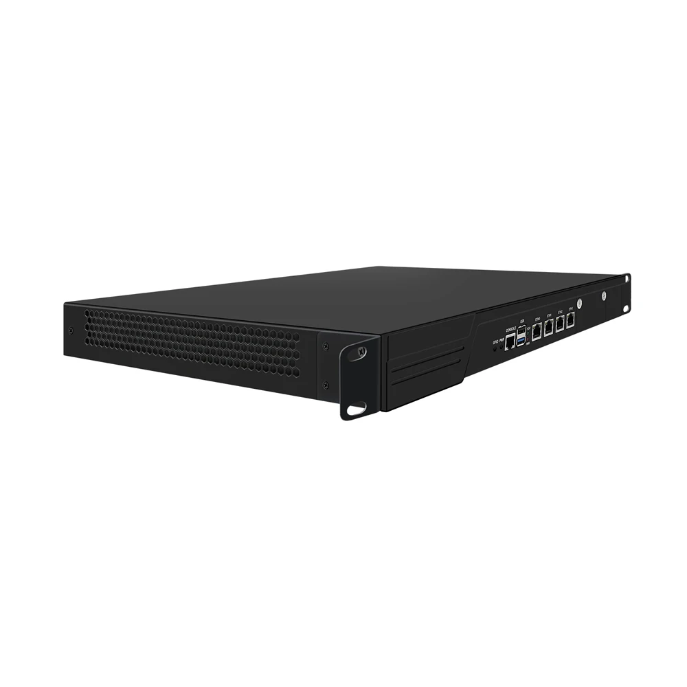 HUNSN-dispositivo Firewall 1U con fuente de alimentación de duplicación, N100,N200,I3 N305,RJ53k, 4 x I226-V 2.5GbE LAN, VGA, GPIO, ranura SIM