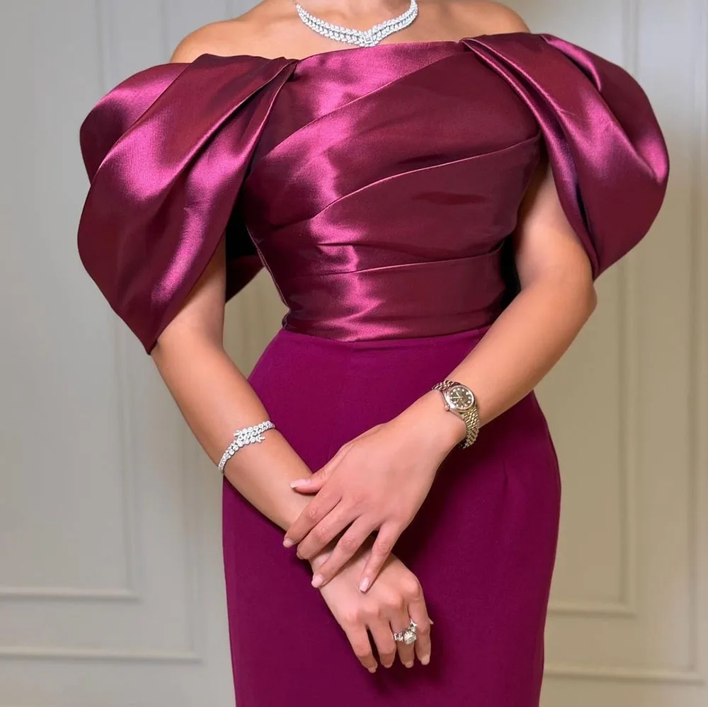 Msikoods Purple Evening Dress Off Shoulder Arabic Formal  Prom Gown Elegant  Long Mermaid Wedding Party Dress Women Customized