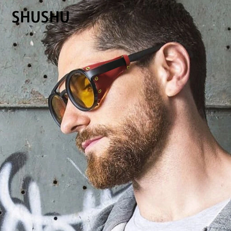 

A153 New Steampunk Oval Windproof Goggles Sunglasses Men Women Fashion Blackout UV400 Brand Designer Vintage Glasses