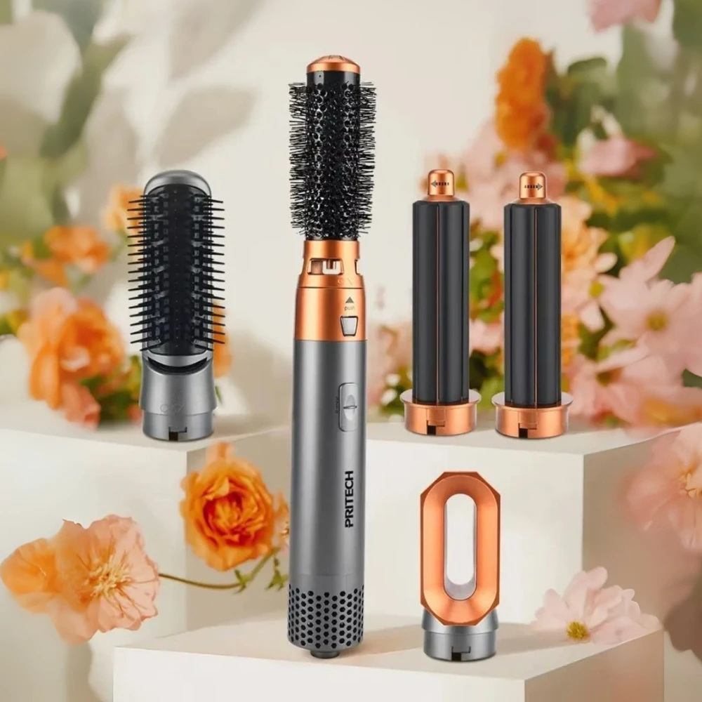 Cepillo Secador de Pelo 5 en 1 con Aire, Rizador Automático Izq/Der, Alisador y Volumen, Secado Rápido 3 Niveles 360°