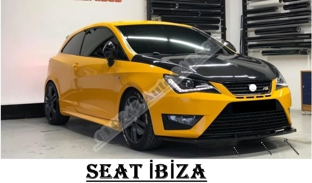 For Seat Ibiza Front Bumper Attachment Lip 2008-2021 Piano Glossy Black Splitter Diffuser Universal Spoiler Bumper Mud Flaps