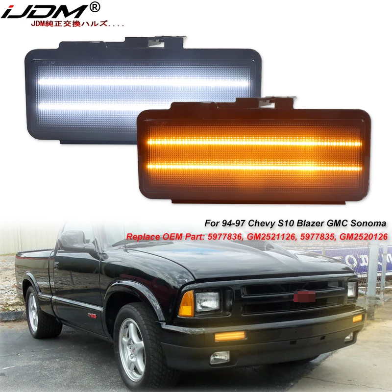 iJDM White/Amber LED Dynamic Sequential Turn Signal Light For Chevrolet Blazer LS Blazer S10 GMC Jimmy Base Sonoma  1994-1997