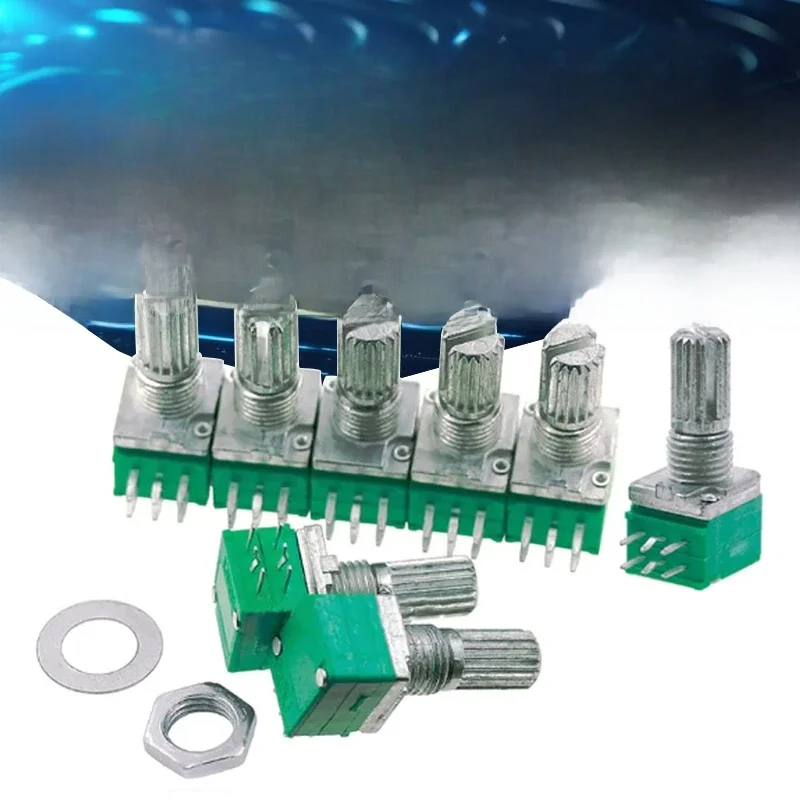 5 pièces RK097G double potentiomètre B1K 5K 10K 20K 50K 100K 500K arbre 15mm 6pin amplificateur de puissance Audio potentiomètres rotatifs scellés