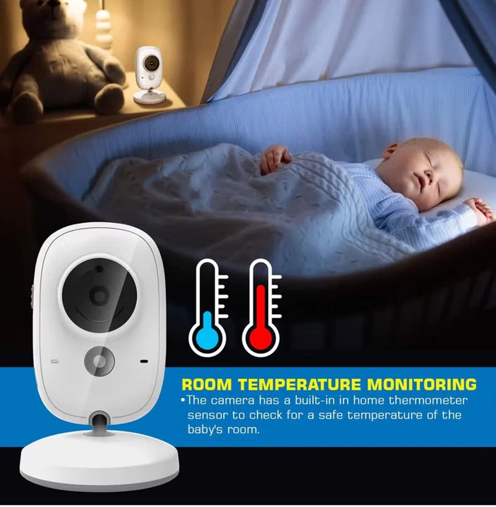 VB603 Video Baby Monitor 3.2 Inches LCD 2.4G Mother Kids Two-way Audio Babysitter Surveillance Camera Temperature display Screen