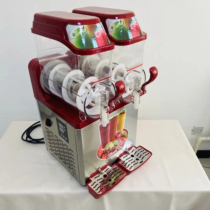 Double tank slush machine 24L Ice cream maker 800W Snow melting machine Commercial Smoothies granita machine Ice slusher