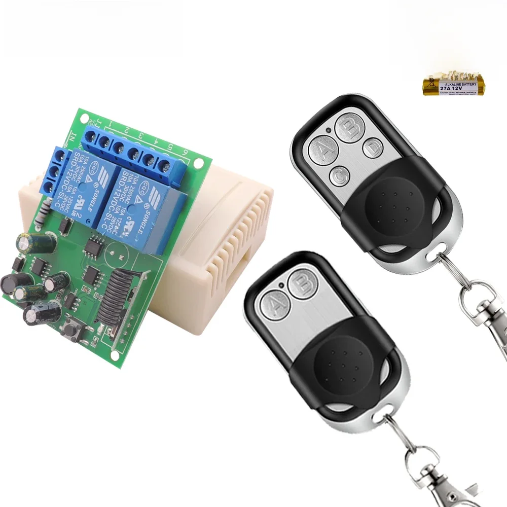 Bezprzewodowy przełącznik zdalnego sterowania RF 433 MHz z przekaźnikiem AC110V 220V, 2-kanałowy moduł odbiorczy + nadajnik AB do oświetlenia, drzwi, bram garażowych — zdjęcie produktu 7