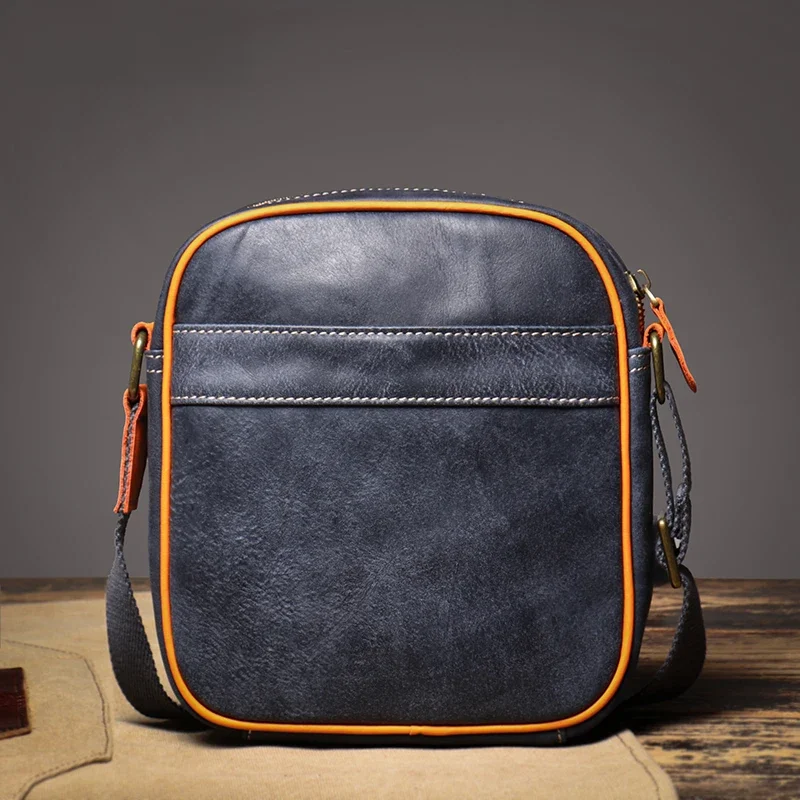LUOKIR męska prawdziwa skórzana torba na ramię Vintage wysokiej jakości torba kurierska codzienna mała torba typu Crossbody weekendowa dla 7.9 Cal IPad — zdjęcie 2
