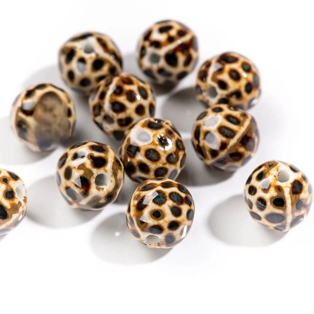 10 stuks luipaard keramische kralen van hoge kwaliteit porseleinen sieradenaccessoires voor het maken van sieraden # MY262 - afbeelding 2