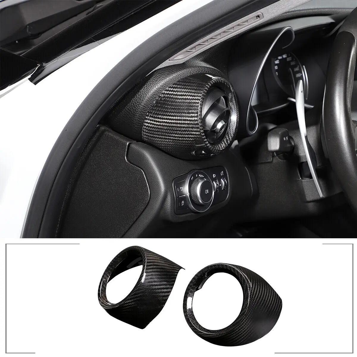 

Real Dry Carbon Fiber Car Side Air Vent Outlet Cover Trim Fit For Alfa Romeo Giulia 2017-2020 Decorative Styling Kit Accessories